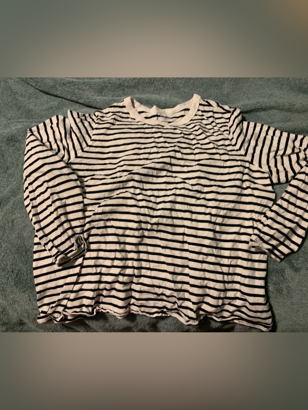 Old Navy White and Black Striped Long Sleeve Tee